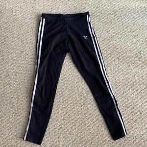 Adidas women leggings tights small black & white 3 stripes run dmc